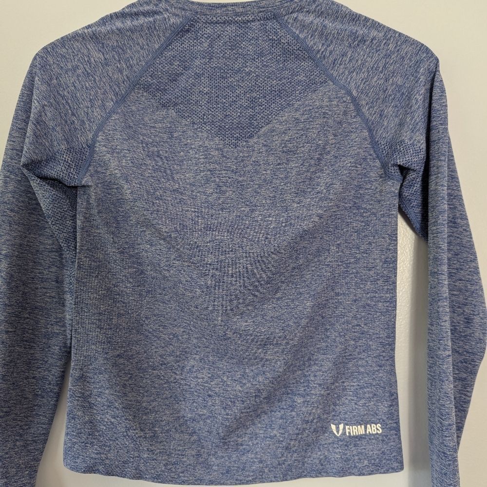 Firm Abs Long Sleeve Workout Shirt Women's Blue Small - Picture 7 of 8